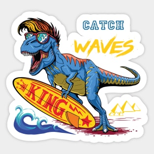 T Rex Surfing Sticker